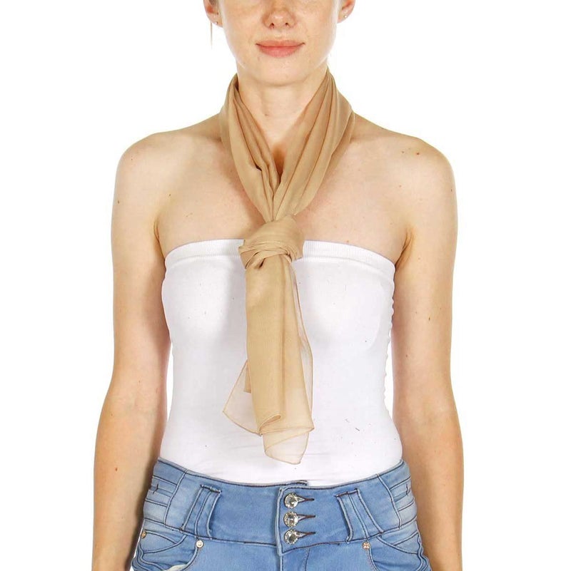 SERENITA Christmas Scarf Valentine Women Silk Feel Chiffon Soft Sheer lightweigt solid neck evening bridal head scarf - Image 2